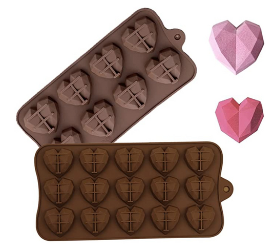 Moldes choco corazón geométrico x 2 pcs